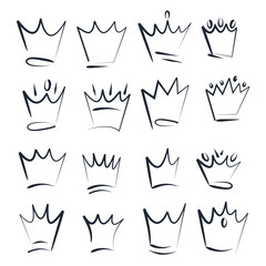 Aufkleber - Hand drawn crowns logo set for queen icon template color editable. princess, doodle, pop art, beauty and fashion shopping symbol vector sign isolated illustration for graphic and web design.