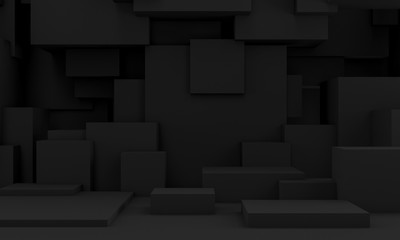 Wall Mural - 3d image of a dark toned background of a series of cubic solids.
