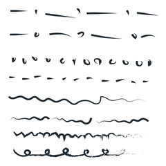 Poster - Handmade of underline strokes in marker brush doodle style template color editable. Various Shapes vector sign isolated on white background illustration for graphic and web design.