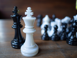 Chess business idea for competition in world market, success and leadership concept.