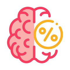 Poster - Brain Percentage Icon Vector. Outline Brain Percentage Sign. Isolated Contour Symbol Illustration