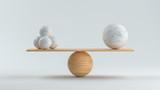 Fototapeta Mapy - wooden scale balancing one big ball and four small ones