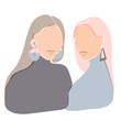 © spuvector - Illustration of two beautiful women staying together. Soft pastel design. Women's sisterhood concept