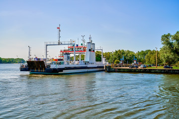 Wall Mural - Krasibor, Poland, ferry connection through Świna in Świnoujście between the island of Wolin and Uznam