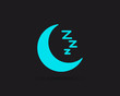 zzz sleep icon, sleeping, zzz or slumber vector web icon isolated on black background, EPS 10, top view.