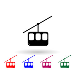 Sticker - Ski cable lift multi color icon. Simple glyph, flat vector of winter icons for ui and ux, website or mobile application