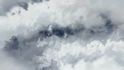 Wall Mural - flying in the sky through white clouds in seamless loop