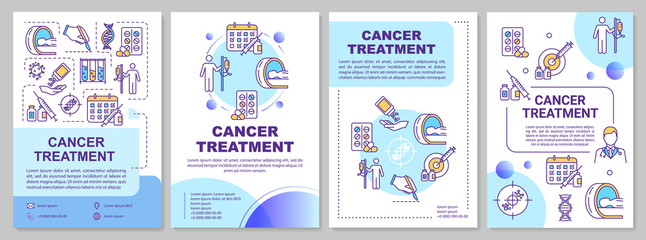 Wall Mural - Cancer treatment brochure template. Chemotherapy. Flyer, booklet, leaflet print, cover design with linear icons. Oncology drug therapy. Vector layouts for magazines, reports, advertising posters