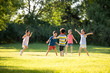 © Blue Jean Images - Happy children playing hide and seek on meadow