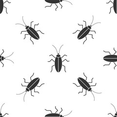 Poster - Grey Cockroach icon isolated seamless pattern on white background. Vector Illustration