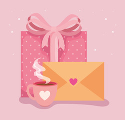 Canvas Print - envelope mail with icons for san valentines day