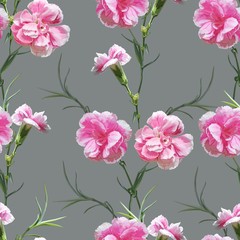 Wall Mural - Carnation flower seamless pattern vector illustration