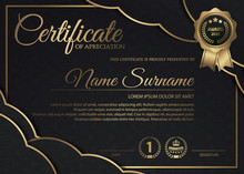 Black And Gold Certificate Template	