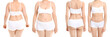 © Pixel-Shot - Young woman before and after weight loss on white background