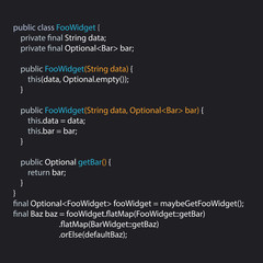 Java code text. Computer software coding vector concept. Coding script text on screen.