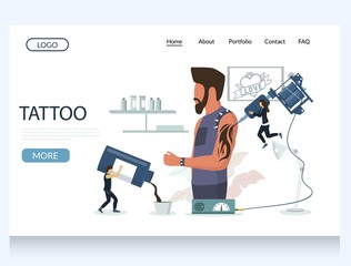 Tattoo vector website landing page design template