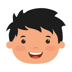 Sticker - cute little boy head comic character