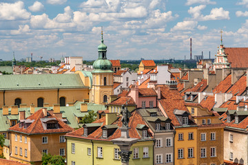 Canvas Print - roofs of old town in warsaw