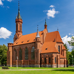 Canvas Print - Beautiful Red castle in Druskininkai, Lithuania