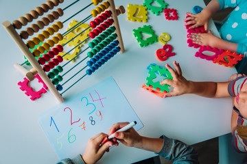 Wall Mural - kids- boy and girls- learning numbers, abacus calculation