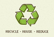 Sketch doodle recycle reuse reduce symbol isolated on craft paper background. Recycle icon sign for ecological. Hand-drawn style vector 