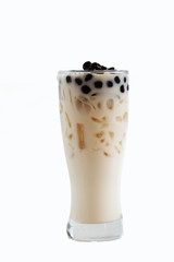 Sticker - Isolated Taiwan iced milke tea and bubble boba in the glass, clipping path in picture 