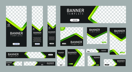 set of creative web banners of standard size with a place for photos. Vertical, horizontal and square template. vector illustration