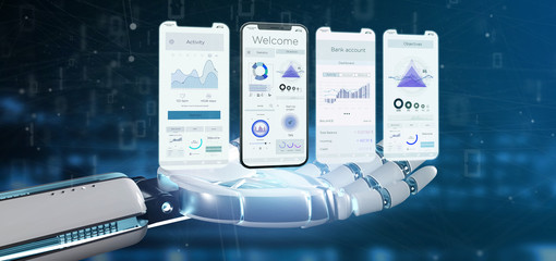 Wall Mural - application interface ui on a smartphone - 3d rendering