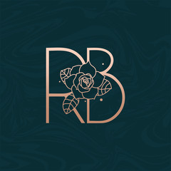 Wall Mural - Initial RB Flower Beauty Letter Logo Marble Design Vector