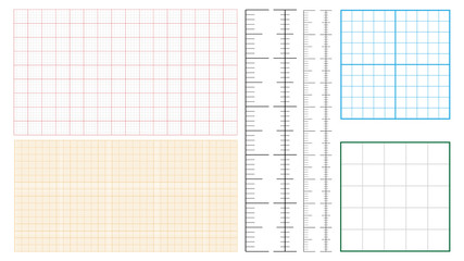 Metric Graph Paper And Corner Ruler Set Vector