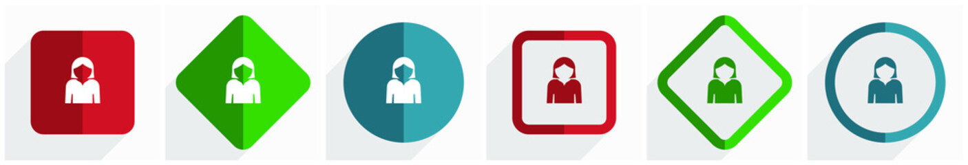 Fototapete - Profile avatar icon set, flat design vector illustration in 6 options for webdesign and mobile applications in eps 10