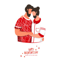 Poster - Cartoon Gay Couple Together on White Background for Happy Valentine's Day and LGBTQ Concept.