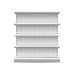 Realistic 3d Detailed Supermarket Shelves. Vector