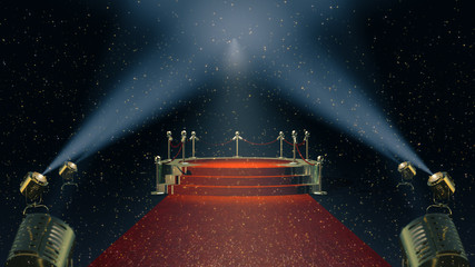 Wall Mural - Award Stand with red carpet. 3d rendering.