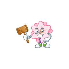 Poster - Smart Judge chinese pink flower in mascot cartoon character style