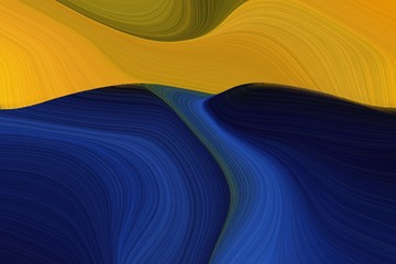 Wall Mural - abstract clean and fluid lines and waves wallpaper with golden rod, very dark blue and midnight blue colors. art for sale. can be used as texture, background or wallpaper