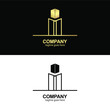 moderns logo building is simple, elegant and luxurious. with gold and black abstract textures. for the company symbol. illustration vector