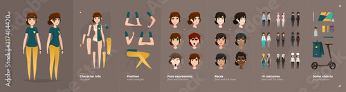 Fotografía Casual Clothes Style. Girl Cartoon Character for Animation.