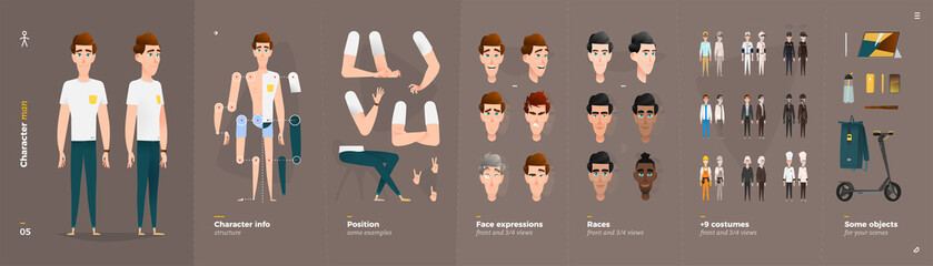 casual clothes style. man cartoon character for animation