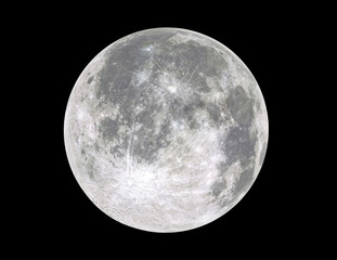 full moon isolated on black background. image in high resolution. bright lunar satelite.