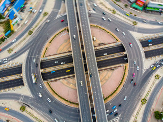 Circular junction cross transport road with car movement