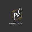 Handwritten initial letter P K PK for identity and logo. Vector logo template with handwriting and signature style.