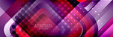 Round Squares Shapes Composition Geometric Abstract Background. Vector Illustration