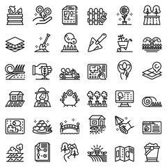 Sticker - Landscape designer icons set. Outline set of landscape designer vector icons for web design isolated on white background