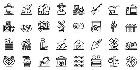 Sticker - Producer icons set. Outline set of producer vector icons for web design isolated on white background