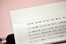 Sheet Of Paper On Typewriter With Lorem Ipsum