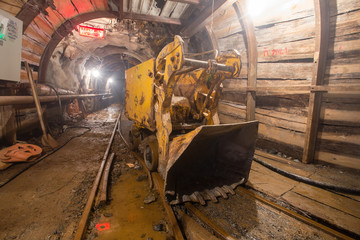 Poster - Gold mine tunnel with loading machine eimco