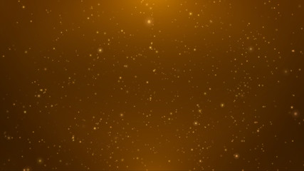 Wall Mural - gold particles abstract background with shining golden Floating Dust Particles Flare Bokeh star on Black Background in Slow Motion. Futuristic glittering fly movement flickering loop in space.