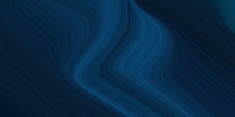 Poster - background graphic with modern soft swirl waves background design with very dark blue, teal green and midnight blue color