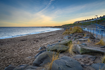 Wall Mural - South end of Newbiggin Bay, at Newbiggin-By-The-Sea a small town in Northumberland, England, on the North Sea coast